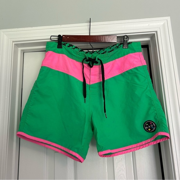 Maui and Sons Green and Pink Swim Shorts - Picture 1 of 4